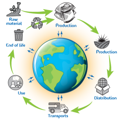 Figure 1. L'analyse du cycle de vie évalue les impacts sur l'environnement d'une filière « du berceau à la tombe »